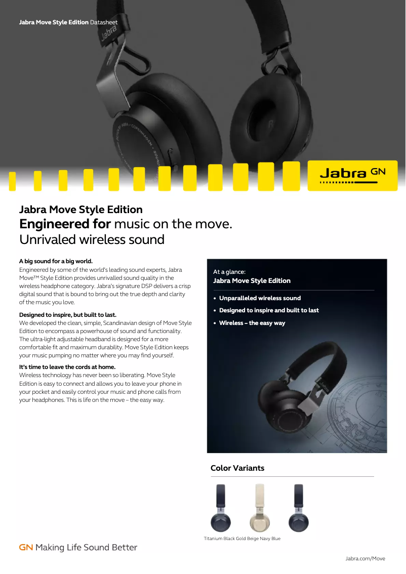 Page n°1 - Fiche technique Jabra Move Style Edition
