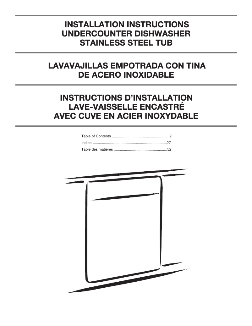 Page 1 de la notice Guide d'installation Whirlpool WDF590SAJM