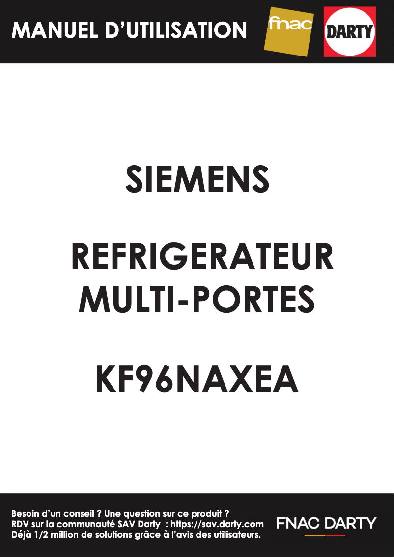 Page 1 de la notice Manuel utilisateur Siemens KF96NAXEA