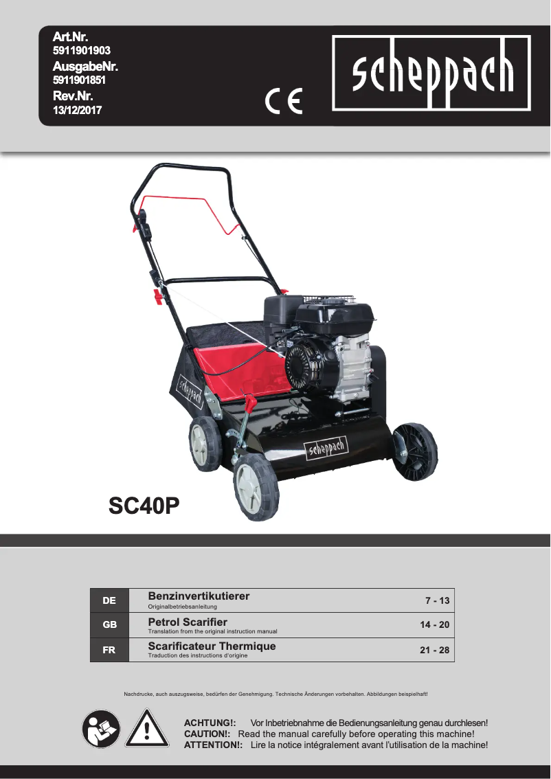 Page n°1 - Manuel utilisateur Scheppach SC40P