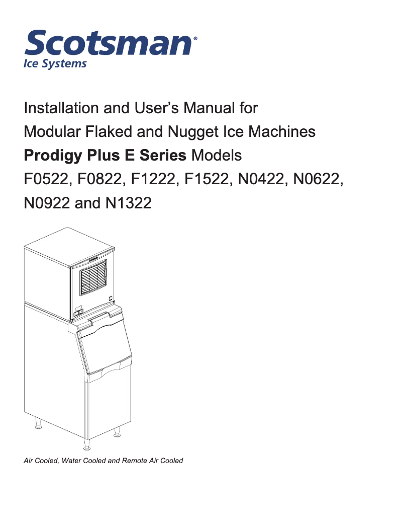 Page n°1 - Manuel utilisateur Scotsman F0522-E