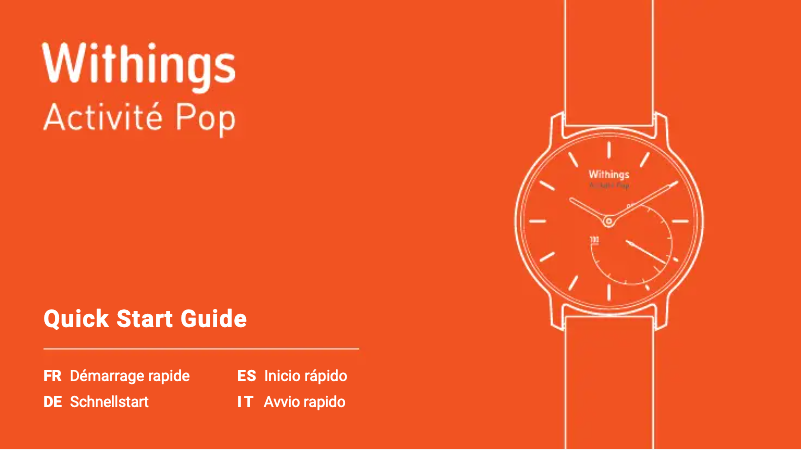 Page 1 de la notice Guide de démarrage rapide Withings Activite Pop