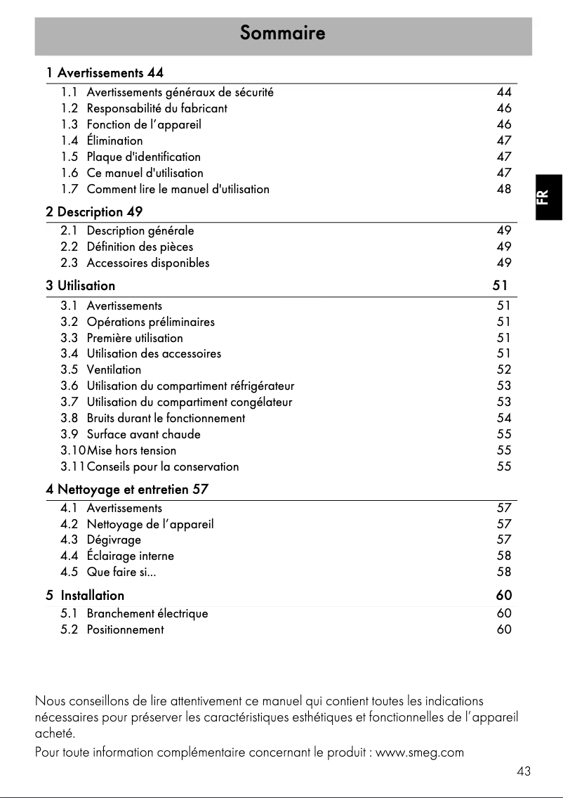 Page n°1 - Mode d'emploi Smeg FAB30ROR3