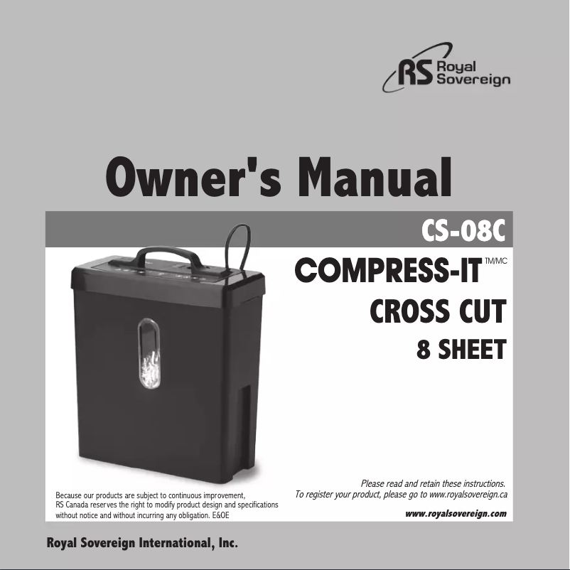 Image de la première page du manuel de l'appareil CS-08C