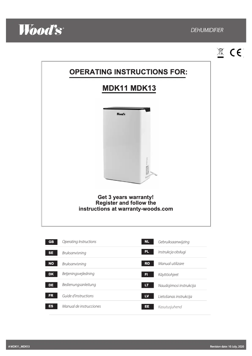 Page n°1 - Manuel utilisateur Wood's MDK13