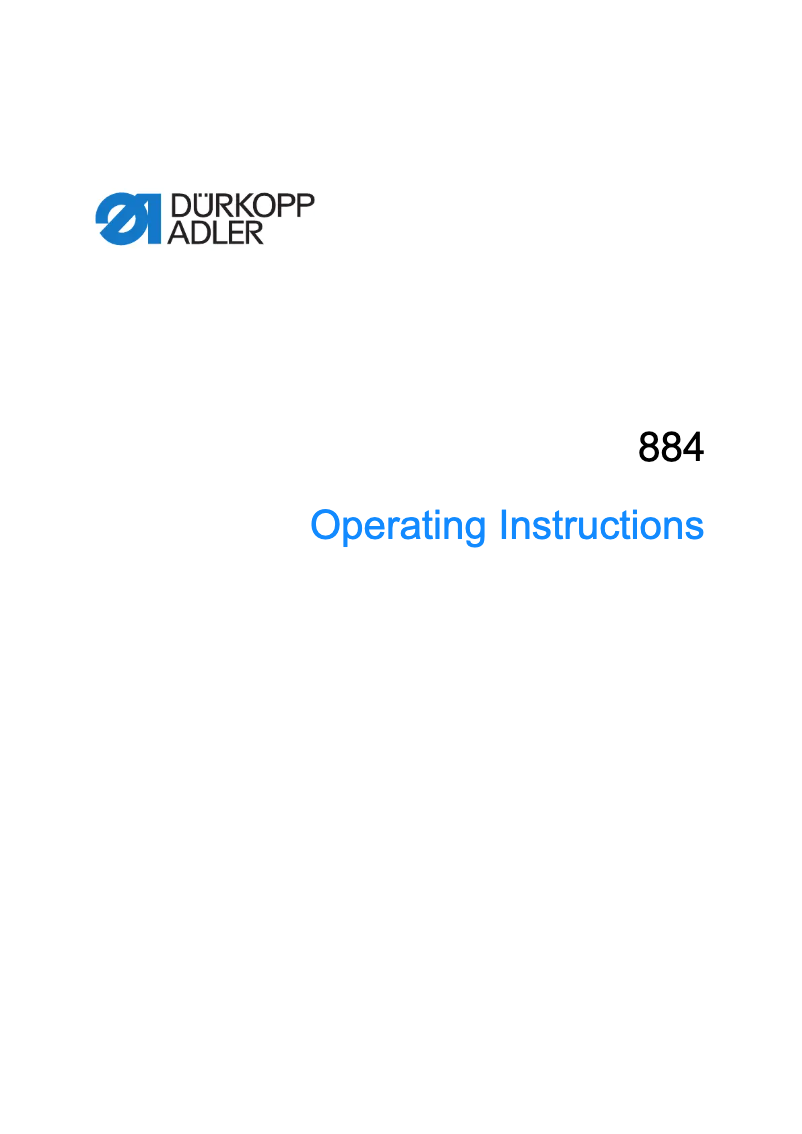 Page n°1 - Manuel utilisateur Dürkopp Adler 884