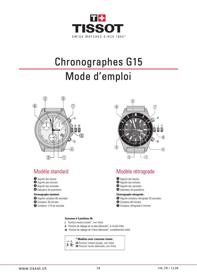 Página 1 del manual Manual de usuario Tissot TXL Chronograph Gent