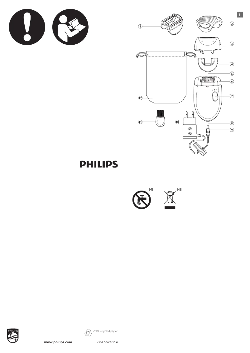 Page 1 de la notice Manuel utilisateur Philips Satinelle Essential HP6423