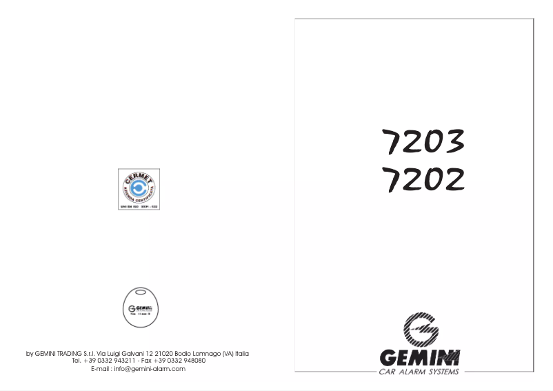 Page 1 de la notice Manuel utilisateur Gemini 7203