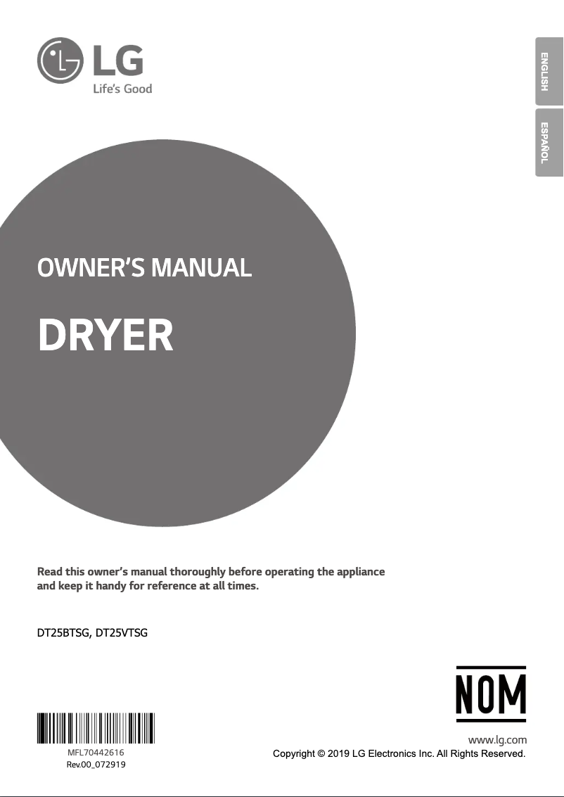 Page 1 de la notice Manuel utilisateur LG DT25BTSG