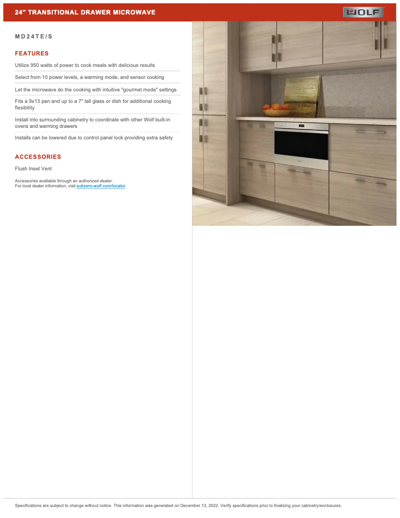 Page 1 de la notice Manuel utilisateur Wolf MD24TS