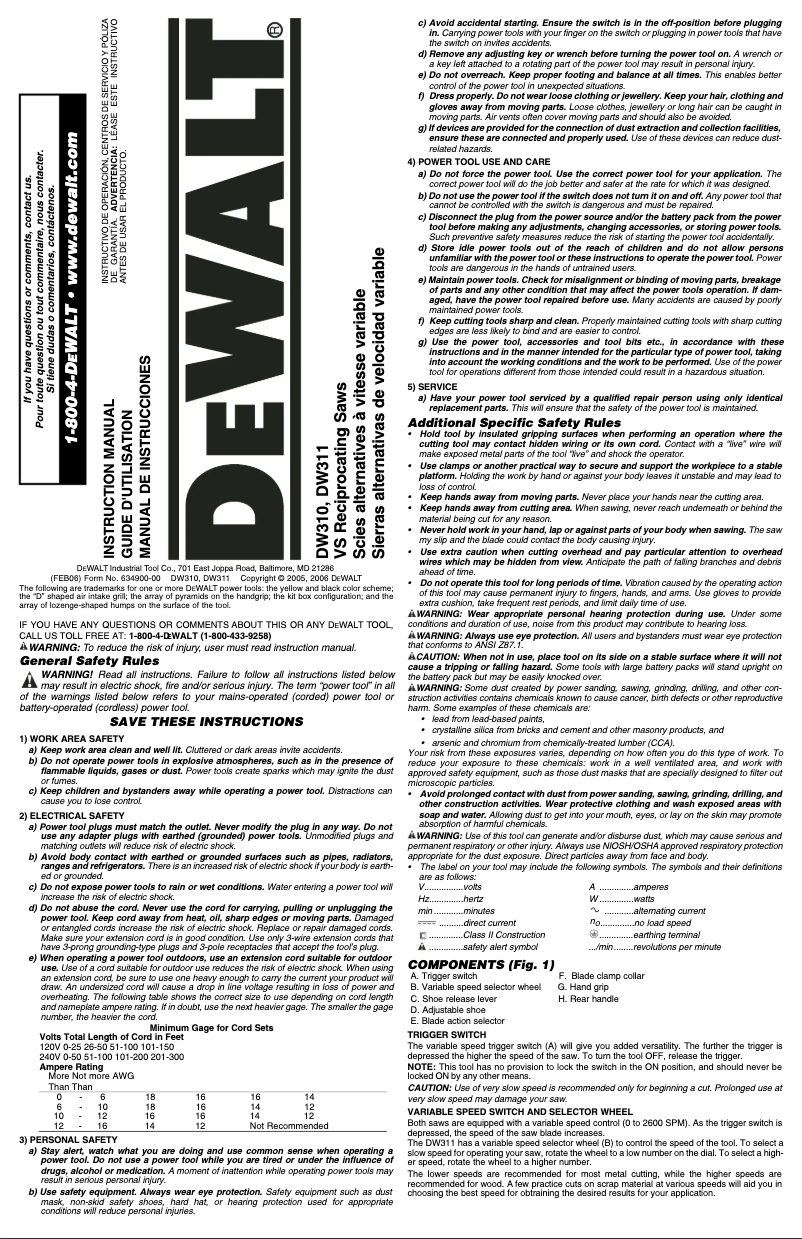 Image de la première page du manuel de l'appareil DW310K