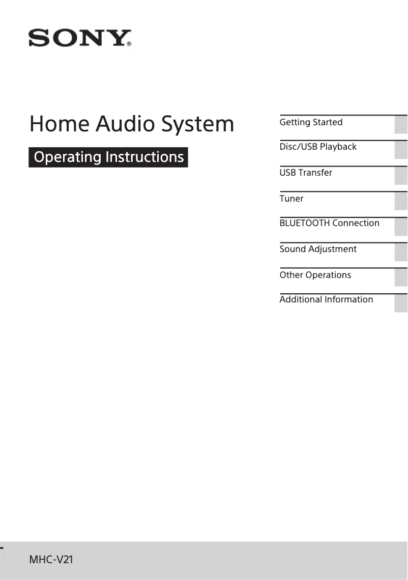 Page n°1 - Manuel utilisateur Sony MHC-V21