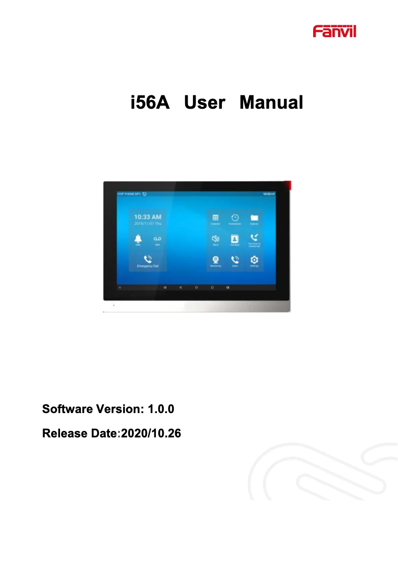 Page 1 de la notice Manuel utilisateur Fanvil i56A