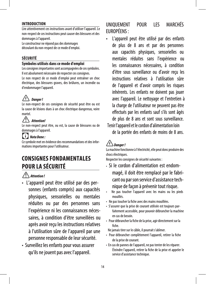Page 1 de la notice Manuel utilisateur DeLonghi Tasciugo AriaDry DEX210