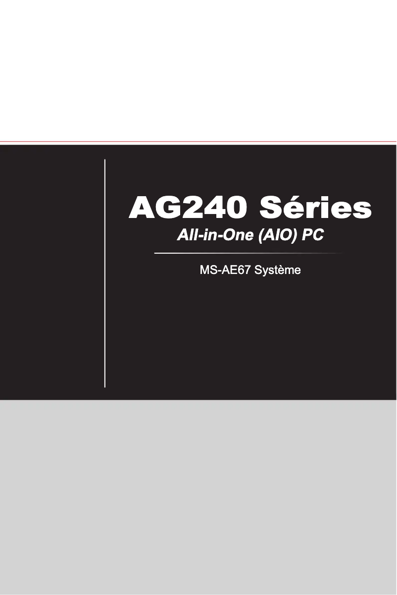 Page 1 de la notice Manuel utilisateur MSI AG240