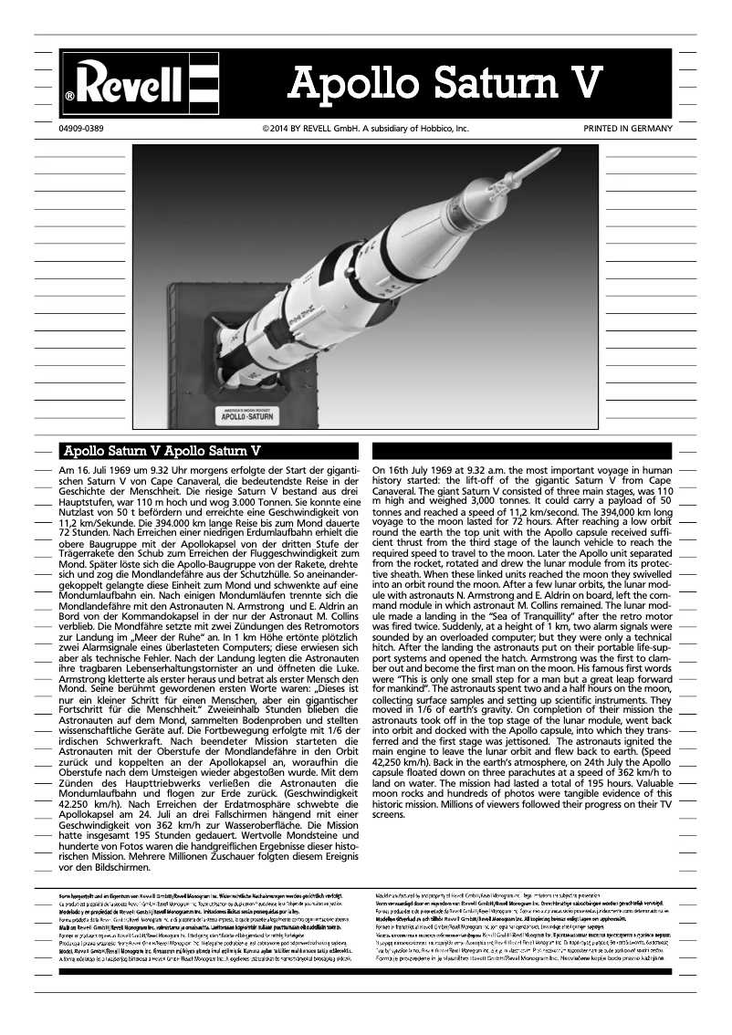Página 1 del manual Manual de usuario Revell Apollo Saturn V