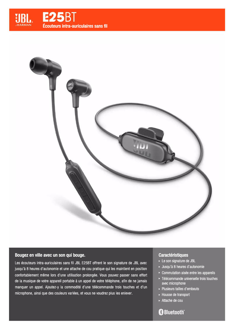 Page n°1 - Fiche technique JBL E25BT
