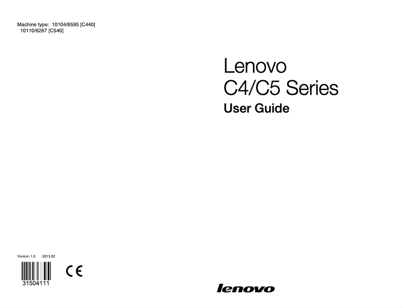 Page n°1 - Manuel utilisateur Lenovo C440 Touch