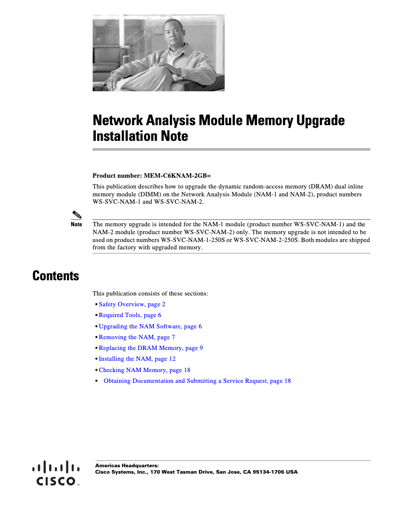 Page 1 de la notice Manuel utilisateur Cisco MEM-C6KNAM-2GB=