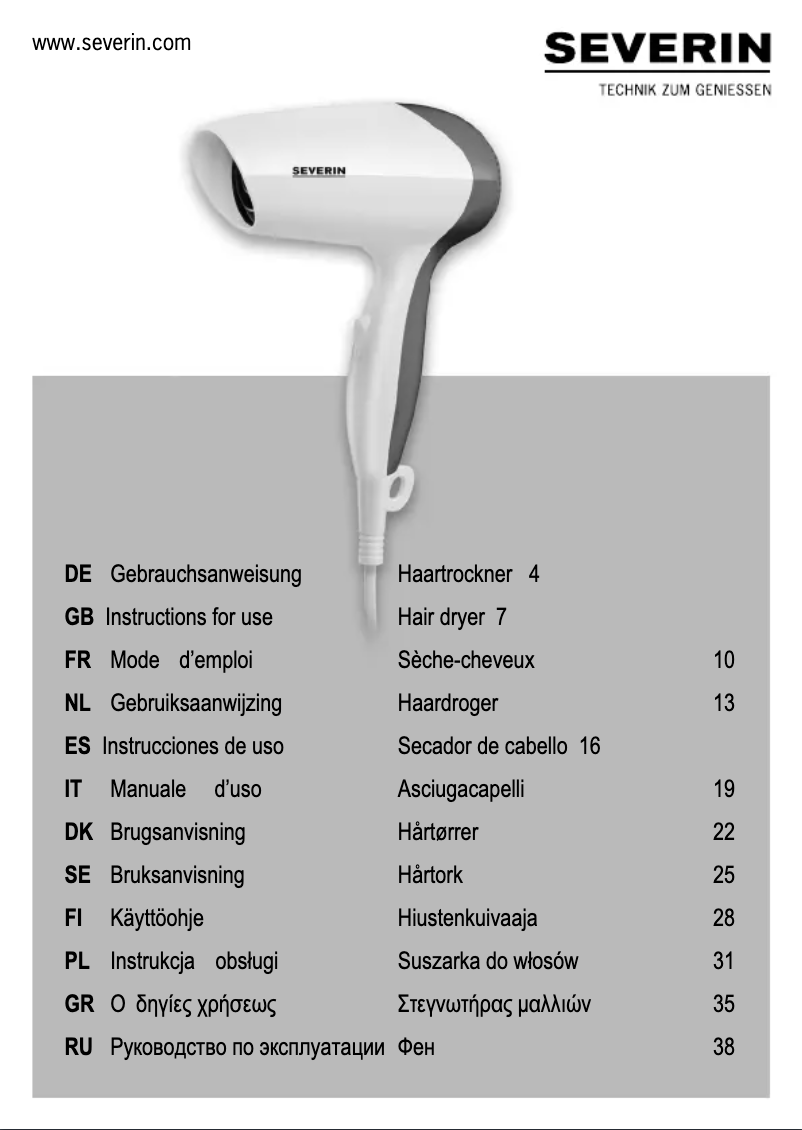 Page 1 de la notice Manuel utilisateur Severin HT 0163