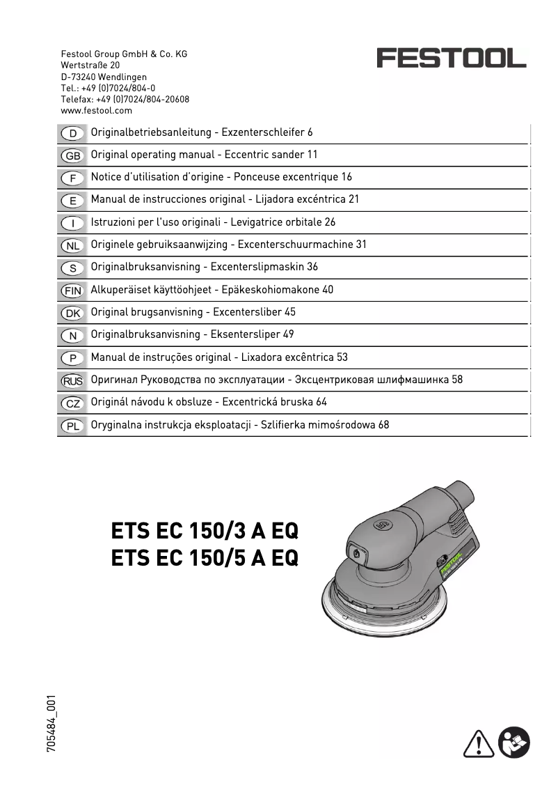 Página 1 del manual Manual de usuario Festool ETS EC 150/3 A EQ