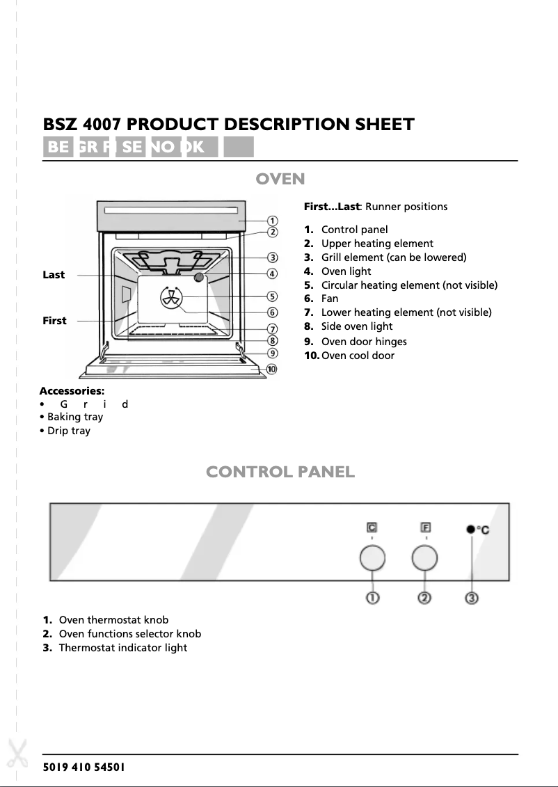 Page 1 de la notice Manuel utilisateur Bauknecht BSZ 4007