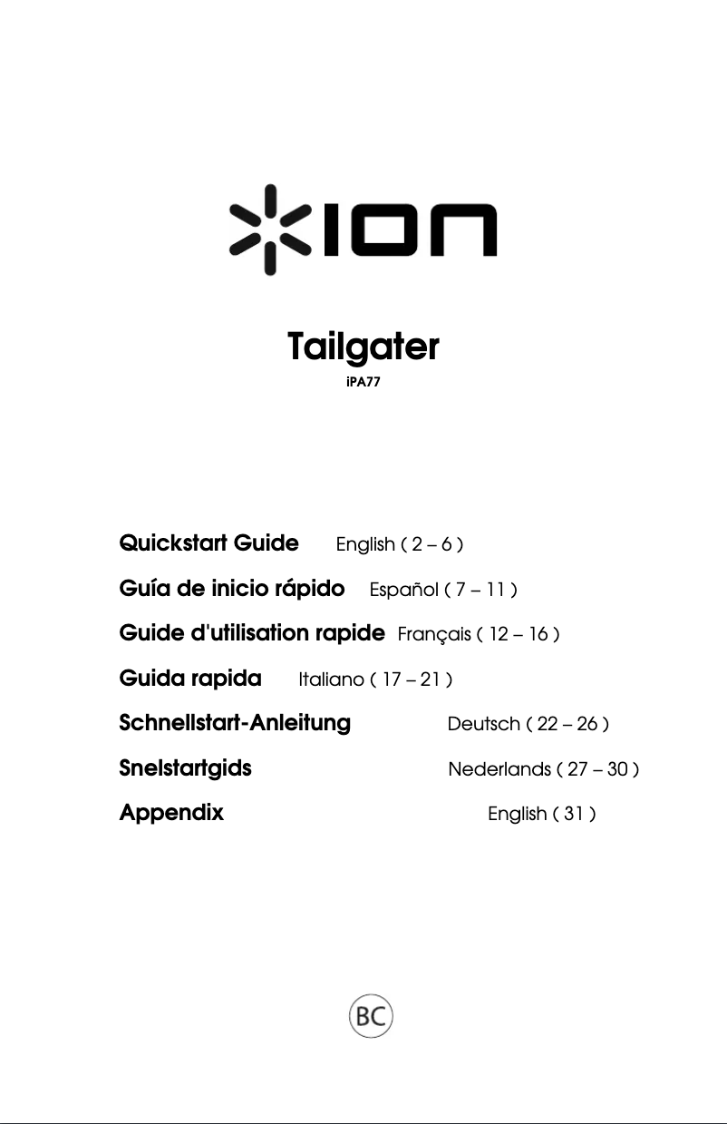 Page n°1 - Manuel utilisateur ION Tailgater iPA77