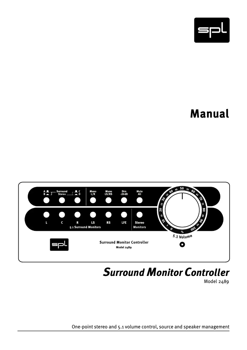 Image de la première page du manuel de l'appareil Surround Monitor Controller 2489
