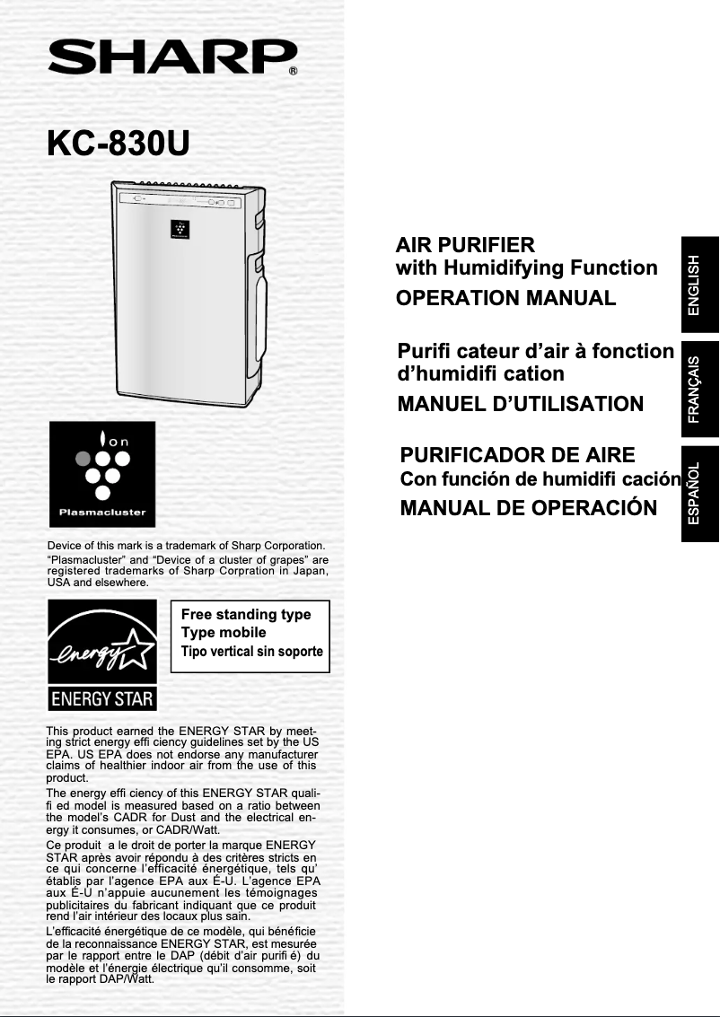 Page 1 de la notice Manuel utilisateur Sharp KC-830U