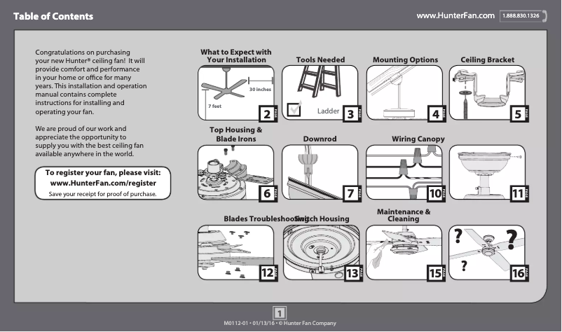 Page 1 de la notice Manuel utilisateur Hunter Cassius 59262