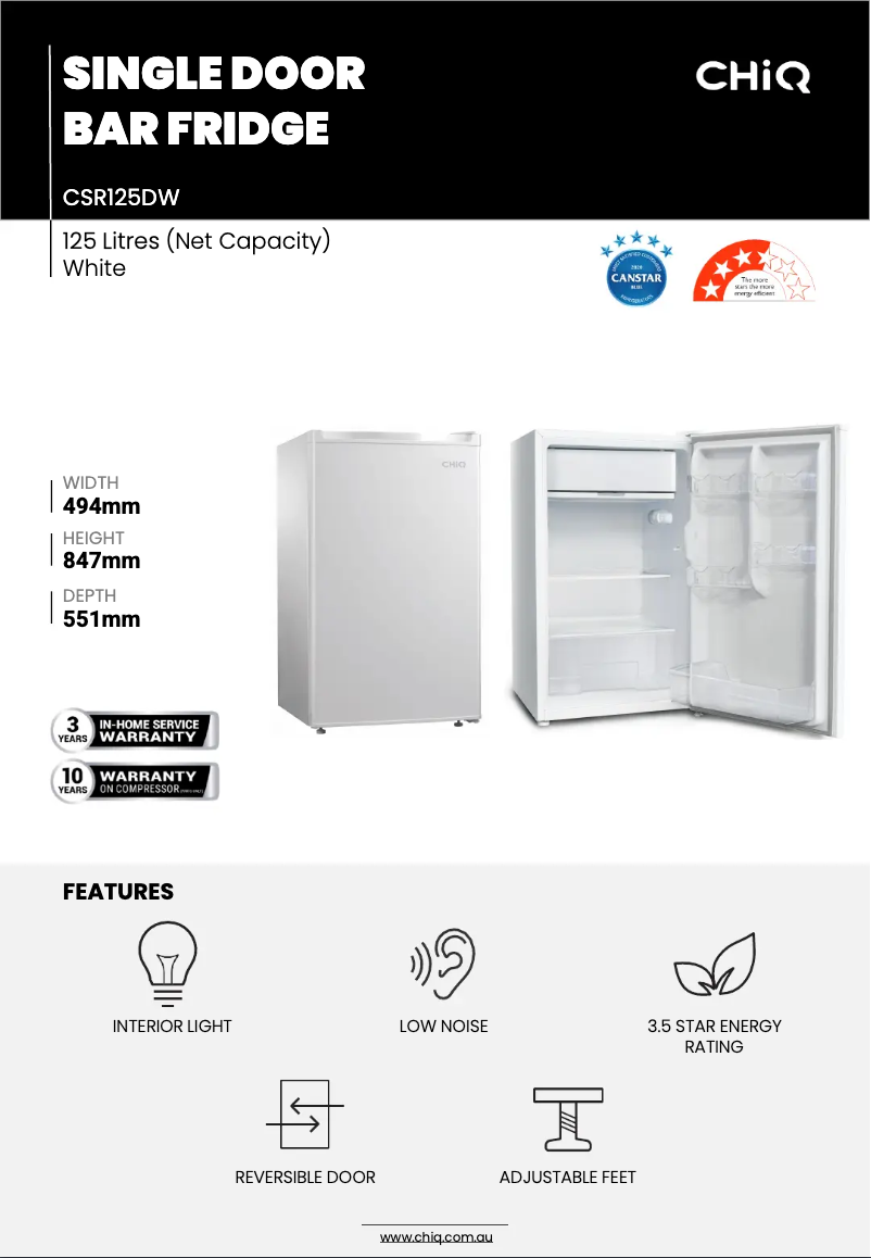 Image de la première page du manuel de l'appareil CSR125DW