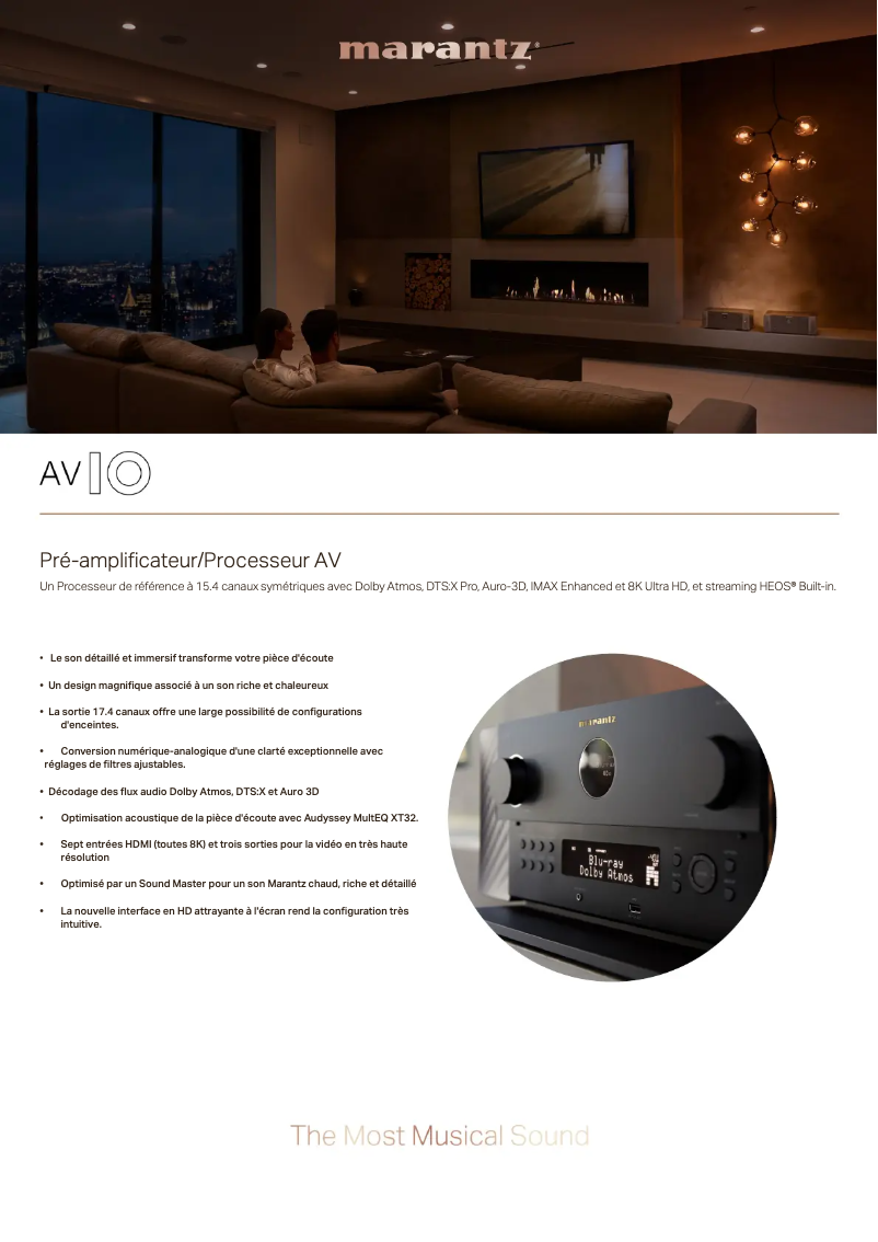Page 1 de la notice Fiche technique Marantz AV 10