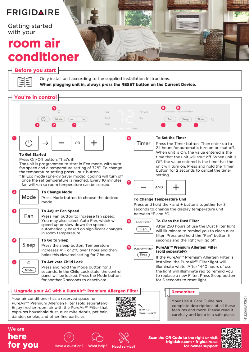 Page n°1 - Guide de démarrage rapide Frigidaire FHWH084WB1