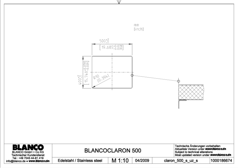 Page 1 de la notice Manuel utilisateur BLANCO CLARON 500-U