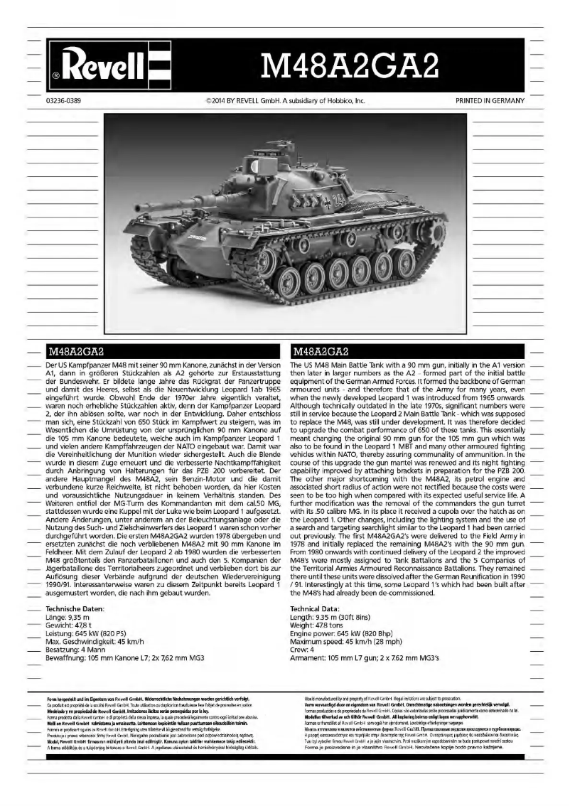 Page 1 de la notice Manuel utilisateur Revell M48 A2GA2