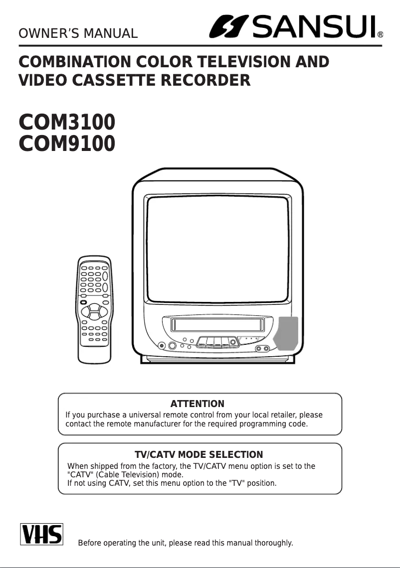 Image de la première page du manuel de l'appareil COM9100