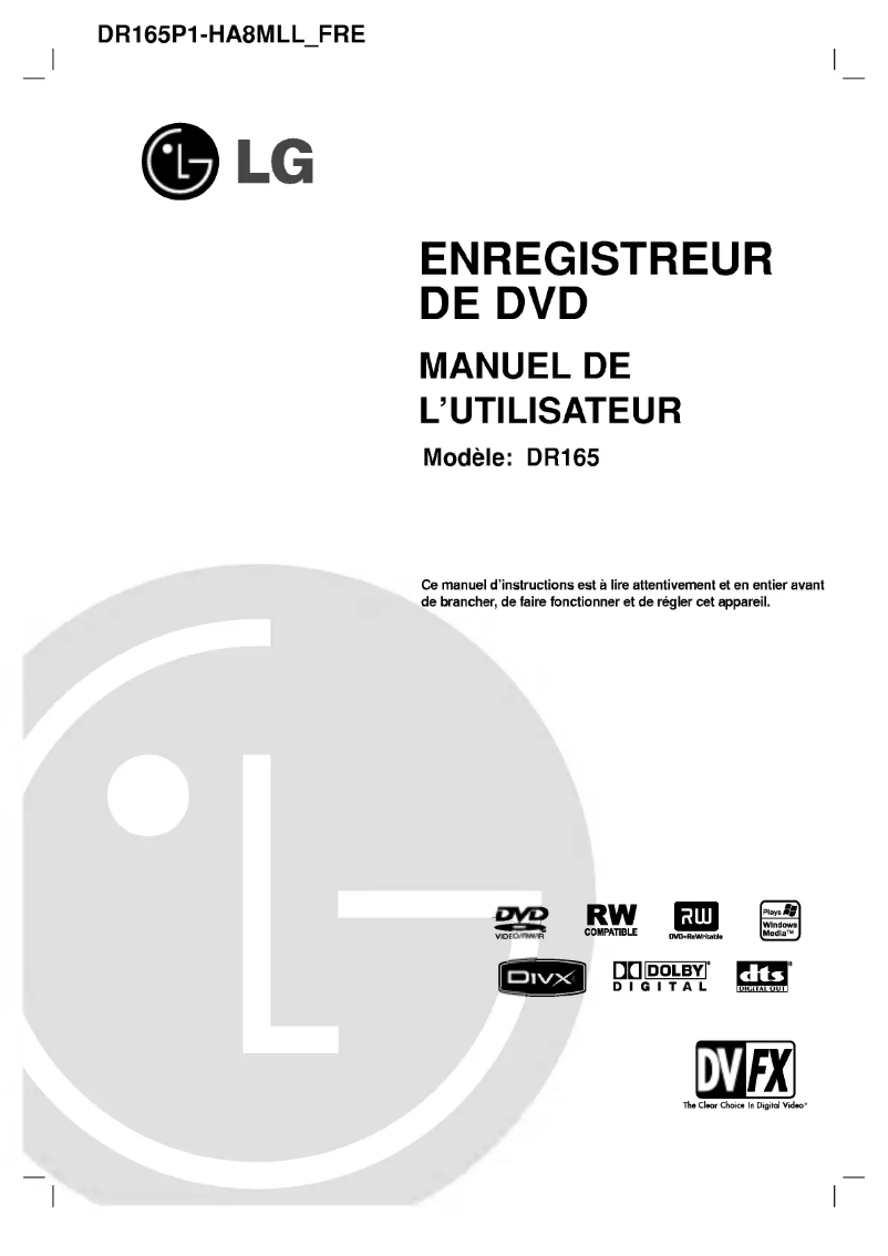 Image de la première page du manuel de l'appareil DR165P1