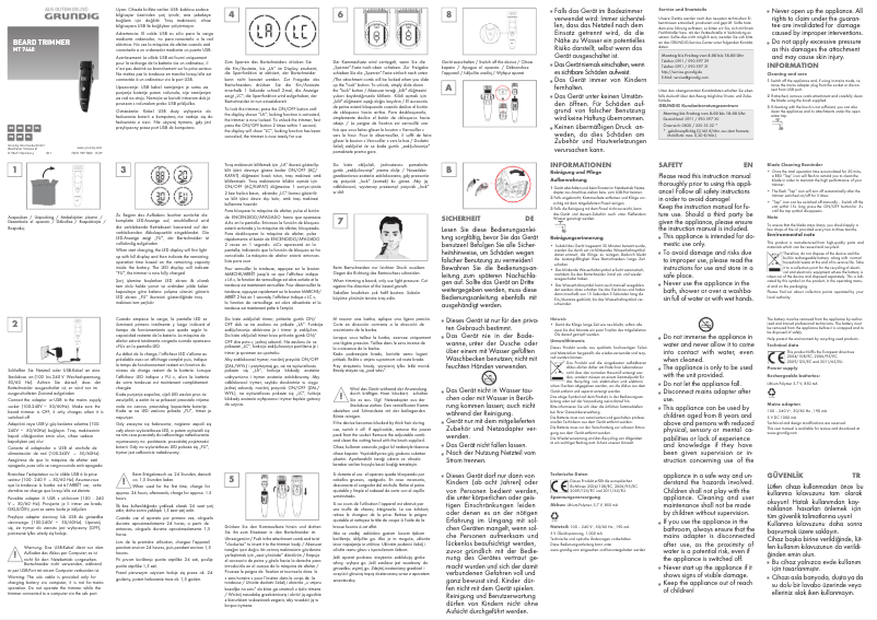 Page 1 de la notice Manuel utilisateur Grundig MT 7440