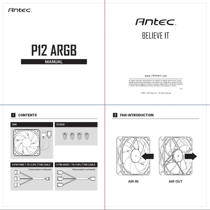 Page 1 de la notice Manuel utilisateur Antec P12 ARGB