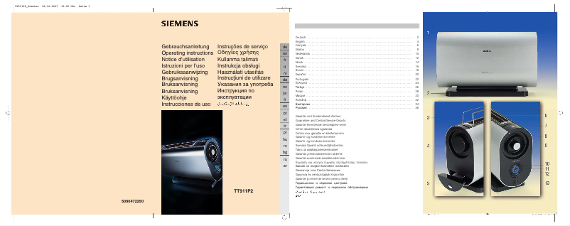 Page 1 de la notice Manuel utilisateur Siemens TT911P2