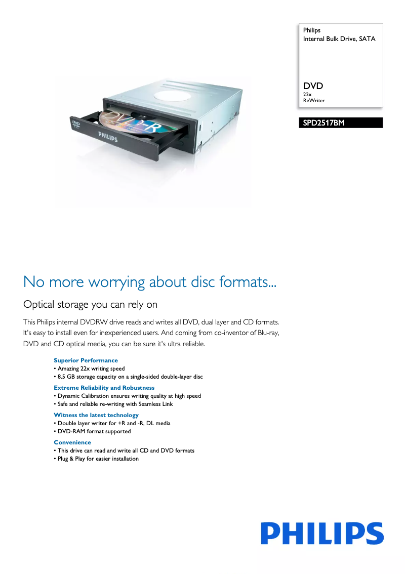 Page 1 de la notice Brochure Philips SPD2517BM