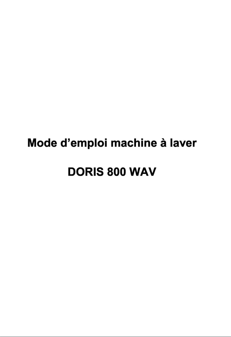 Page 1 de la notice Manuel utilisateur Waltham DORIS 800 WAV