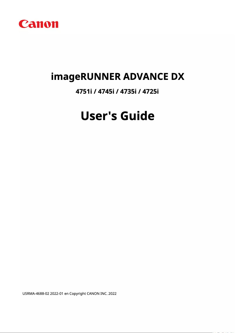 Page n°1 - Manuel utilisateur Canon imageRUNNER ADVANCE DX 4745i