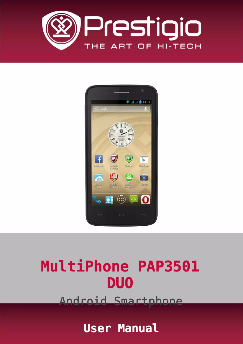 Page 1 de la notice Manuel utilisateur Prestigio MultiPhone 3501 DUO