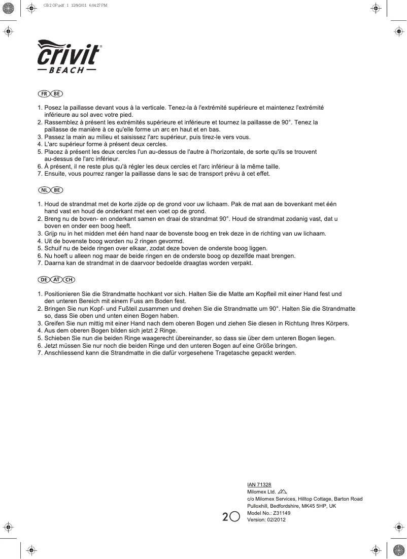 Página 1 del manual Manual de usuario Crivit Z31149