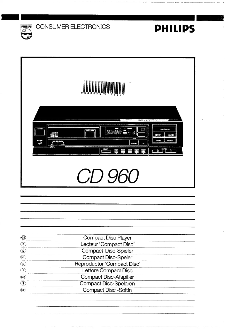 Imagen de la primera página del manual del dispositivo CD960