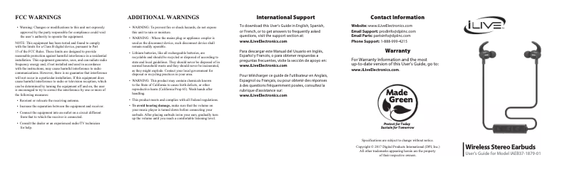 Page 1 de la notice Manuel utilisateur iLive IAEB37