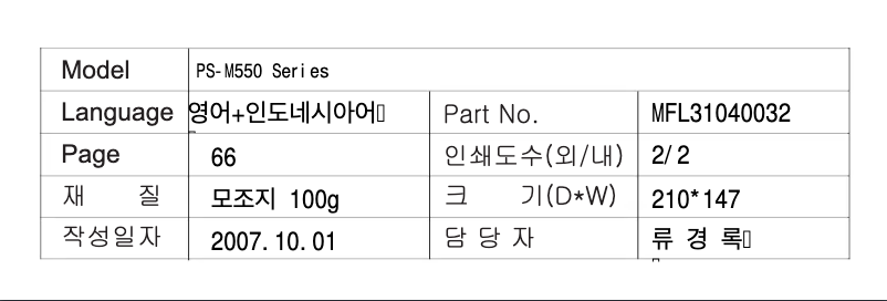 Page 1 de la notice Manuel utilisateur LG PS-M550WPK