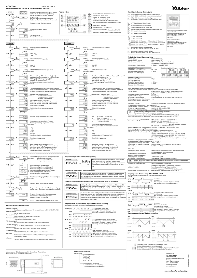 Page 1 of the manual User Manual Kübler CODIX 907